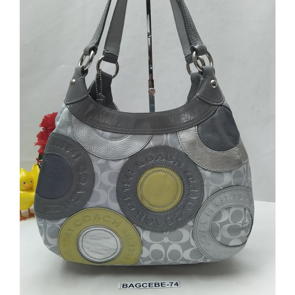 Coach Multicolor Round Patchwork Canvas Leather 3 Compartments Shoulder Bag - Picture 2 of 15